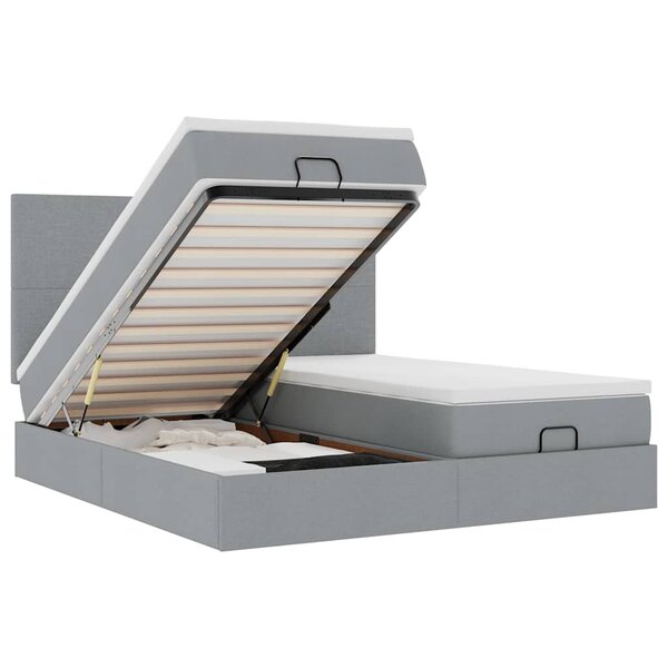 VidaXL Cadre de lit ottoman et matelas gris clair 160x200cm tissu