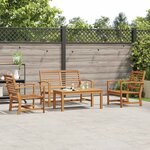 vidaXL Ensemble de canapé de jardin 4 Pièces Naturel Bois de teck massif
