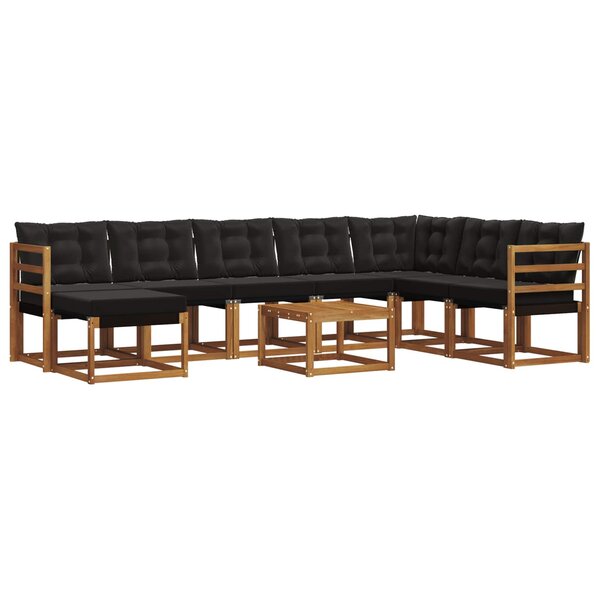 vidaXL Ensemble de canapés d'extérieur 9 pc Naturel et noir