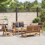 Ensemble de canapé de jardin 5 Pièces Naturel Bois de teck solide