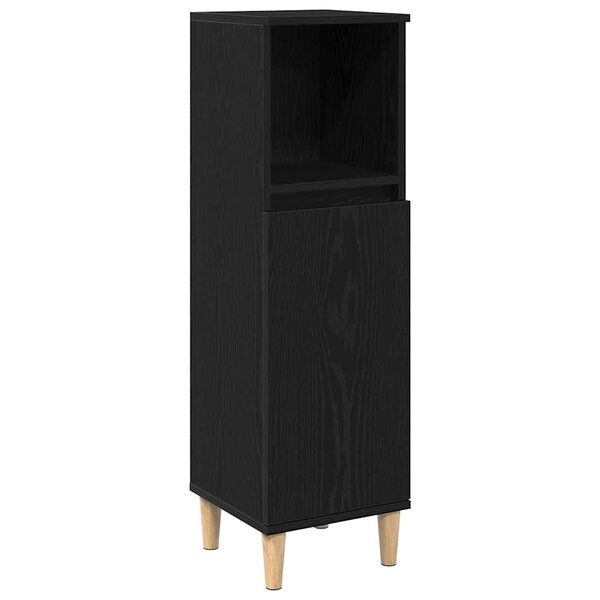 vidaXL Cabinet de Salle de Bain avec porte Chêne noir 30 x 30 x 100 cm