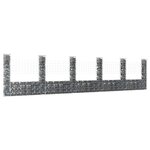 vidaXL Panier de gabion en forme de U avec 6 poteaux Fer 620x20x150 cm