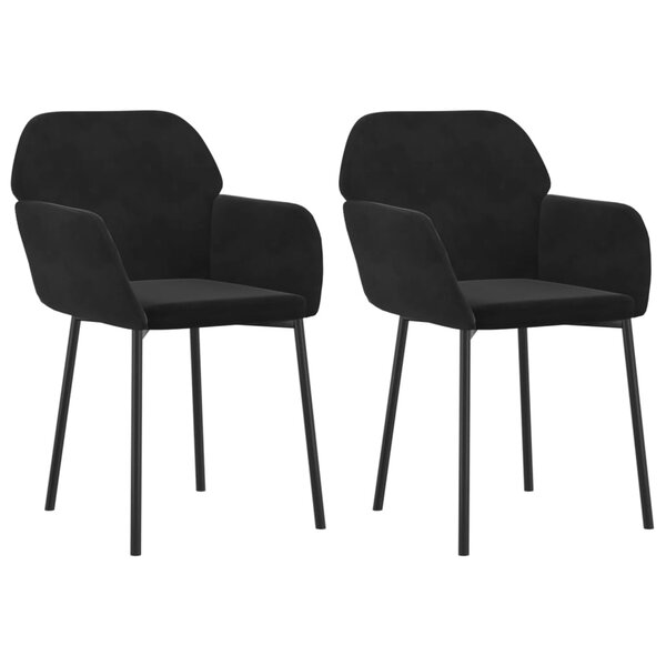 vidaXL Chaises à manger lot de 2 Noir Velours