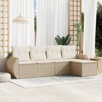 vidaXL Salon de jardin avec coussins 5 Pièces beige résine tressée