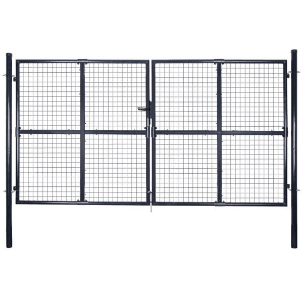 vidaXL Portail en maille de jardin Acier galvanisé 289x175 cm Gris