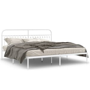 vidaXL Cadre de lit métal sans matelas et tête de lit blanc 193x203 cm