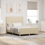 vidaXL Cadre de lit avec tête de lit Crème 140 x 200 cm tissu