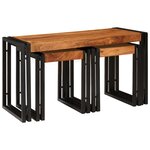 vidaXL Tables d'appoint 3 Pièces Marron et noir Bois d'acacia massif