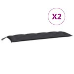 vidaXL Coussins de banc jardin lot de 2 noir 150x50x7 cm tissu Oxford