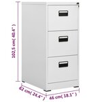 vidaXL Classeur Gris clair 46x62x102 5 cm Acier