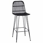 vidaXL Tabouret de bar 2 Pièces Noir 44 x 55 x 109 cm Rattan et Acier
