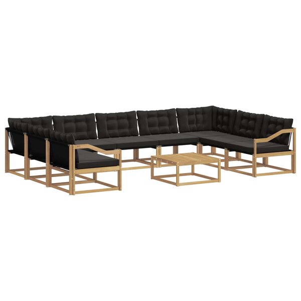 vidaXL Ensemble de canapés d'extérieur 10 pc Blanc et noir