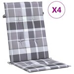 vidaXL Coussins de chaise jardin à dossier haut lot de 4 carreaux gris