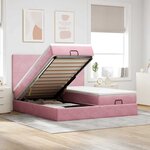 vidaXL Cadre de lit ottoman avec matelas rose 160x200 cm velours