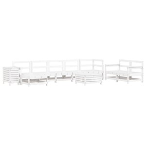 vidaXL Salon de jardin 10 Pièces blanc bois de pin massif