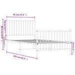 vidaXL Cadre de lit métal sans matelas avec pied de lit blanc 90x200cm