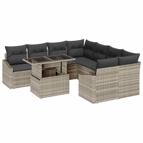 vidaXL Ensemble de canapé de jardin 9 Pièces Gris clair 100 x 55 x 73 cm