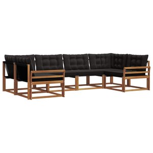 vidaXL Ensemble de canapés d'extérieur 6 pc Naturel et Noir