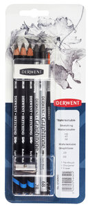 DERWENT - Blister 8 pièces WATERSOLUBLE SKETCHING/GRAPHITONE + acc