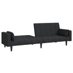 vidaXL Canapé-lit à 2 places avec deux oreillers noir tissu