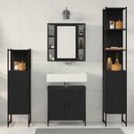 vidaXL Ensemble de mobilier de salle de bain avec étagère 4 Pièces Noir