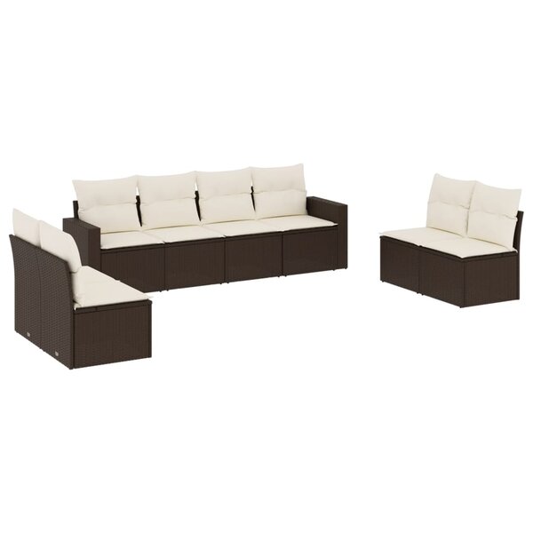 vidaXL Salon de jardin 8 Pièces avec coussins marron résine tressée