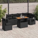 vidaXL Salon de jardin 7 Pièces avec coussins noir résine tressée