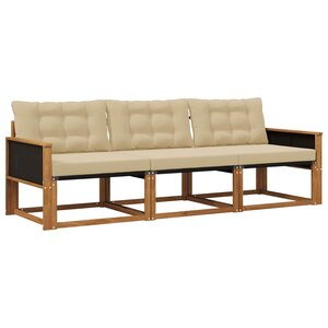 vidaXL Ensemble de canapés d'extérieur 3 pc Naturel et Beige