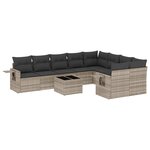 vidaXL Salon de jardin avec coussins 10 Pièces gris clair résine tressée