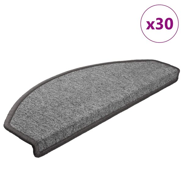 vidaXL Tapis d'escalier 30 pièces 65 x 24 x 4 cm Gris foncé Demi-rond Grand