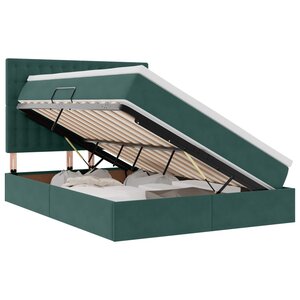 vidaXL Lit avec rangement et matelas Vert foncé 140 x 200 cm Velours