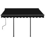 vidaXL Auvent rétractable automatique et poteaux 3 5x2 5 m Anthracite