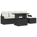 vidaXL Ensemble de canapé de jardin avec coussin 6 Pièces Noir Poly rotin