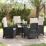 vidaXL Ensemble de salle à manger de jardin 5 pièces avec des coussins en poly rattan noir.
