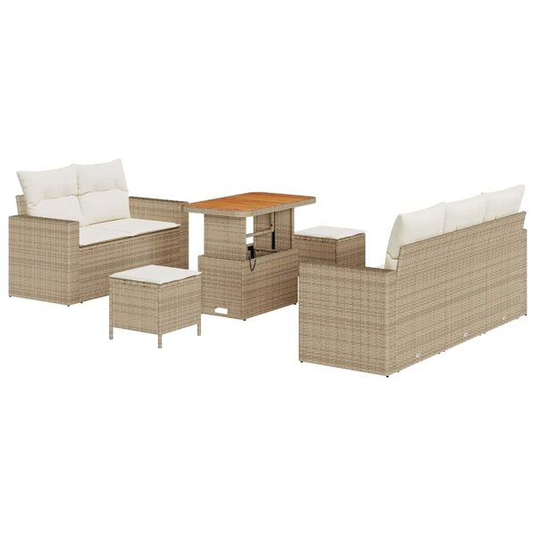 vidaXL Ensemble de canapé de jardin 8 Pièces Beige polyrotin