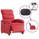vidaXL Fauteuil de massage inclinable électrique rouge similicuir