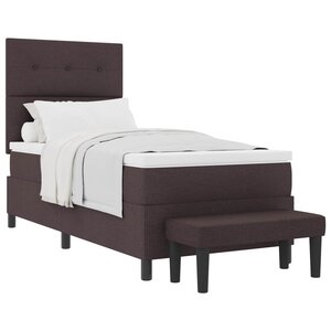 vidaXL Lit à ressorts avec tête de lit Marron foncé 90 x 190 cm tissu