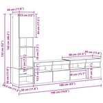 vidaXL Unité murale de TV avec LED 4 Pièces Bois ancien Bois d'ingénierie