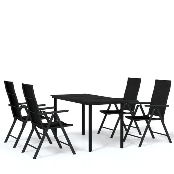 vidaXL Ensemble à manger de jardin 5 Pièces Noir