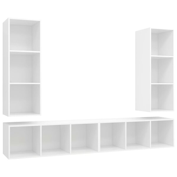 vidaXL Meubles TV muraux 4 Pièces Blanc Bois d'ingénierie