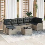 vidaXL Ensemble de canapé de jardin avec coussin 8 Pièces Gris clair