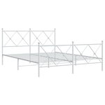 vidaXL Cadre de lit métal sans matelas et pied de lit blanc 150x200 cm