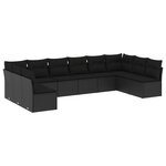 vidaXL Salon de jardin 10 Pièces avec coussins noir résine tressée
