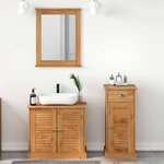 vidaXL Ensemble de mobilier de salle de bain avec tiroir 3 Pièces Marron