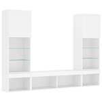 vidaXL Unités murales TV avec LED 5 Pièces blanc bois d'ingénierie