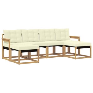 vidaXL Ensemble de canapés d'extérieur 6 pc Blanc et crème