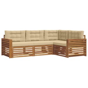 vidaXL Ensemble de canapés d'extérieur 4 pc Naturel et Beige