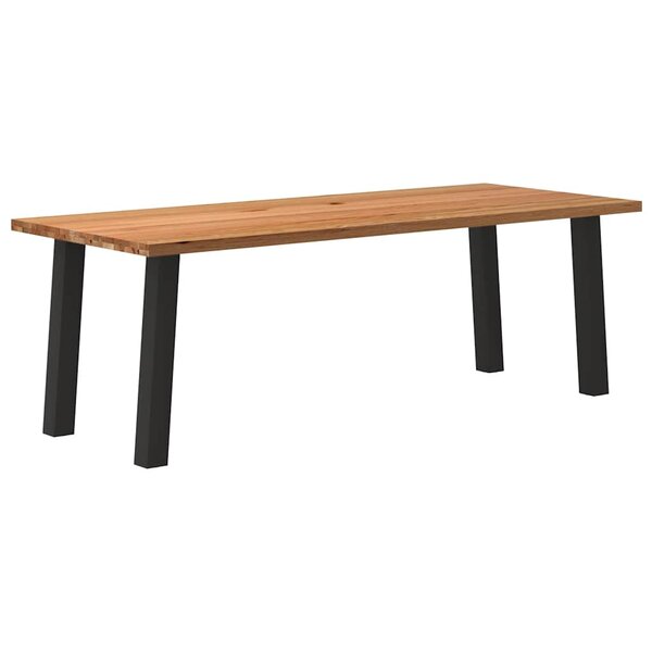 vidaXL Table à manger marron clair bois de chêne massif rectangulaire
