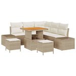 vidaXL Ensemble de canapé de jardin 8 Pièces Beige Poly rotin