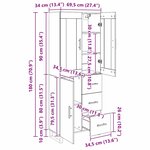 vidaXL Haut Armoire Chêne noir 69 5 x 34 x 180 cm Bois d'ingénierie